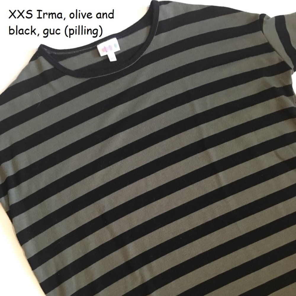 XXS Lularoe Irma oversized tunic, olive stripes